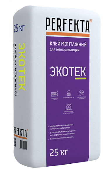 Клей для теплоизоляции монтажный "Экотек" Perfekta 25кг в Москве по низкой цене