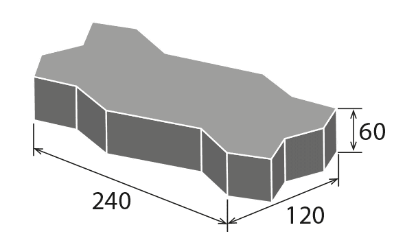 Плитка тротуарная волна Стандарт 120x240x60 мм Броштайн по низкой цене
