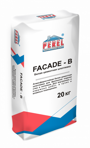 0652 Facade-b Белая Шпаклевка цементная PEREL, 20 кг в Москве по низкой цене